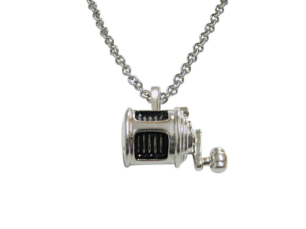 Black and Silver Toned Fishing Reel Necklace - Kiola Designs