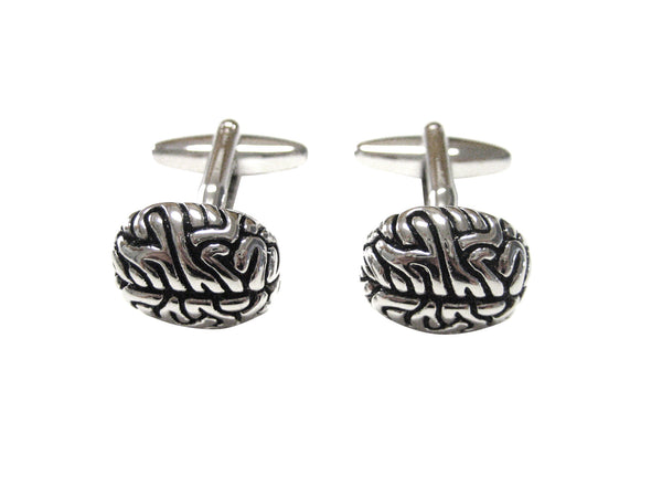 Silver Toned Anatomical Brain Cufflinks