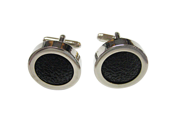 Black Textured Leather Cufflinks