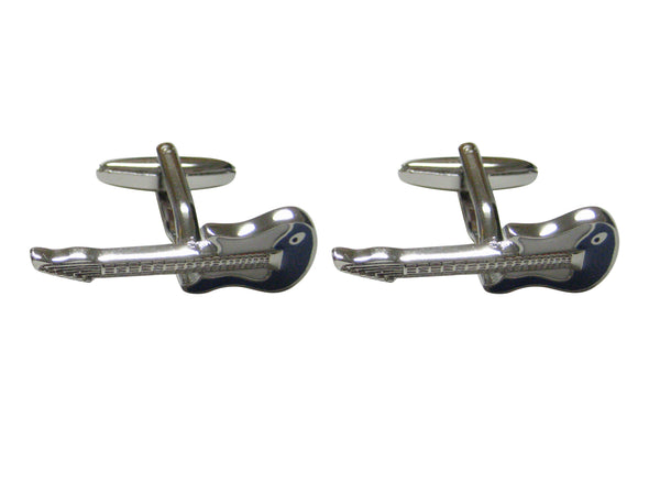 Blue And Silver Toned Rocker Guitar Cufflinks