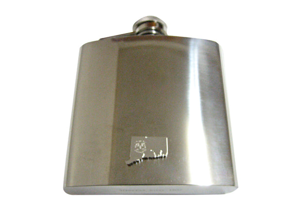 Connecticut State Map Shape and Flag Design 6oz Flask