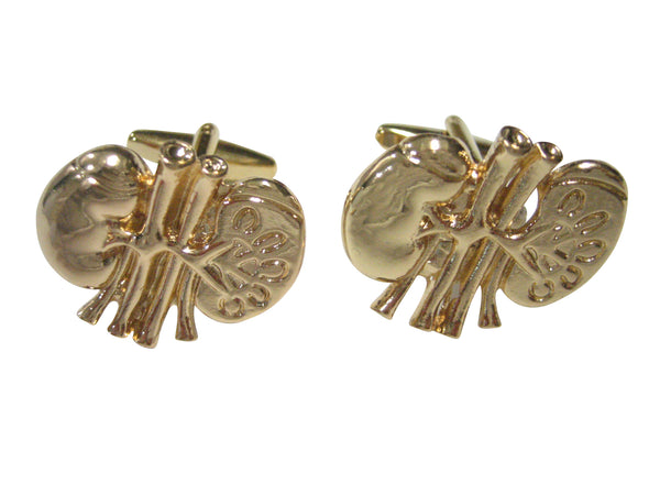 Gold Toned Anatomical Medical Nephrologists Kidney Cufflinks