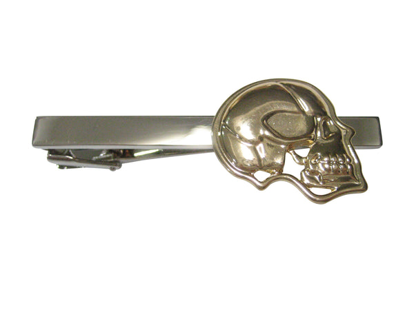 Gold Toned Large Anatomy Skull Tie Clip