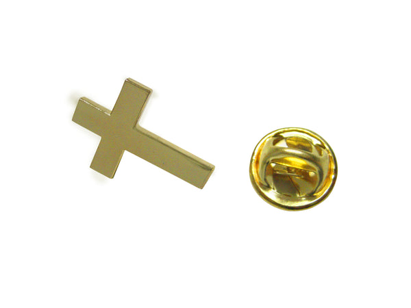 Gold Toned Classic Religious Cross Lapel Pin