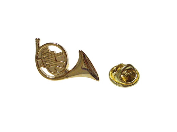 Gold Toned French Horn Lapel Pin