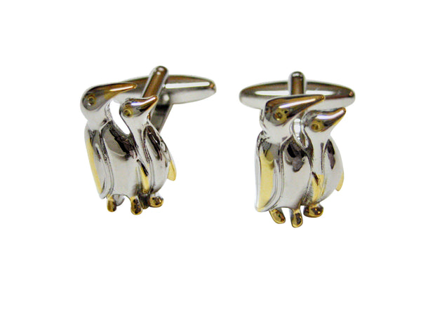 Gold and Silver Toned Penguins Cufflinks