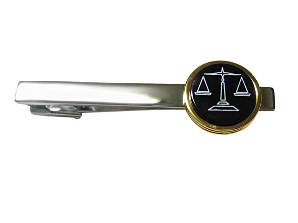 Golde and Black Toned Scale of Justice Square Tie Clip