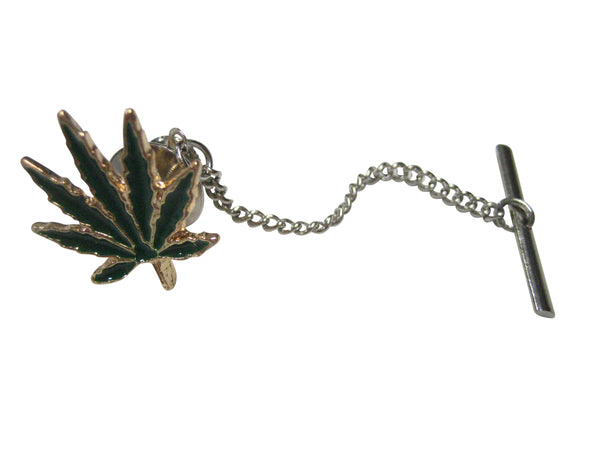 Green Marijuana Weed Leaf Tie Tack