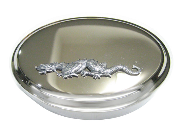Gunmetal Toned Fierce Dragon Oval Trinket Jewelery Box
