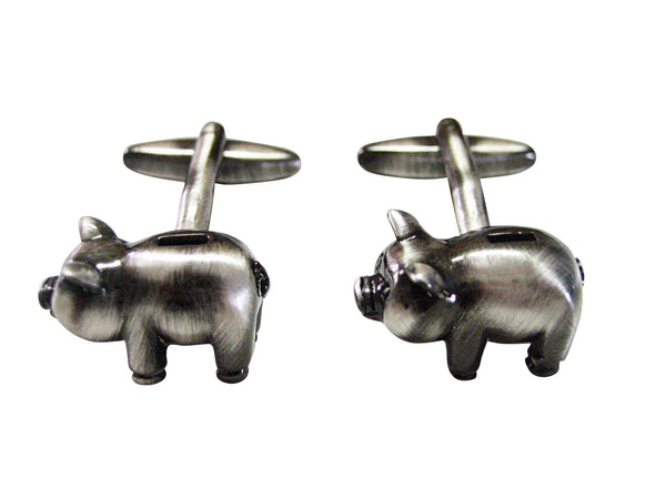 Gunmetal Toned Piggy Bank Cufflinks