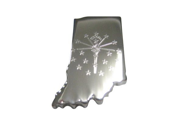 Indiana State Map Shape and Flag Design Magnet