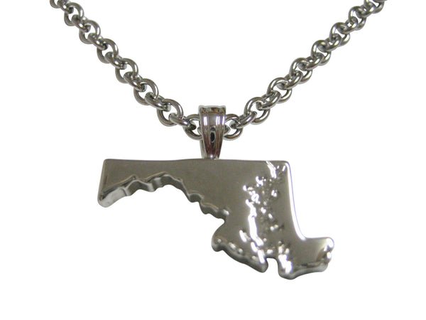 Maryland State Map Shape Pendant Necklace