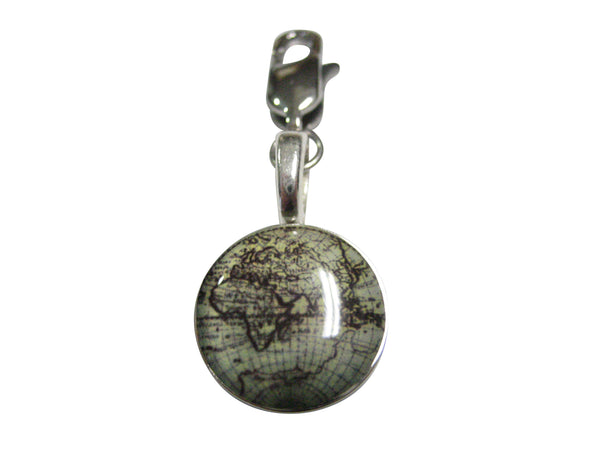 Old Style World Map Pendant Zipper Pull Charm