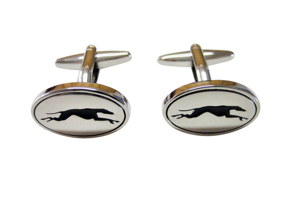 Oval Greyhound Dog Cufflinks