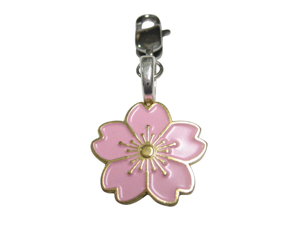 Pink Cherry Blossom Flower Pendant Zipper Pull Charm