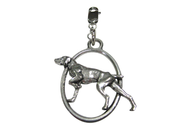 Pointer Dog Large Oval Pendant Zipper Pull Charm
