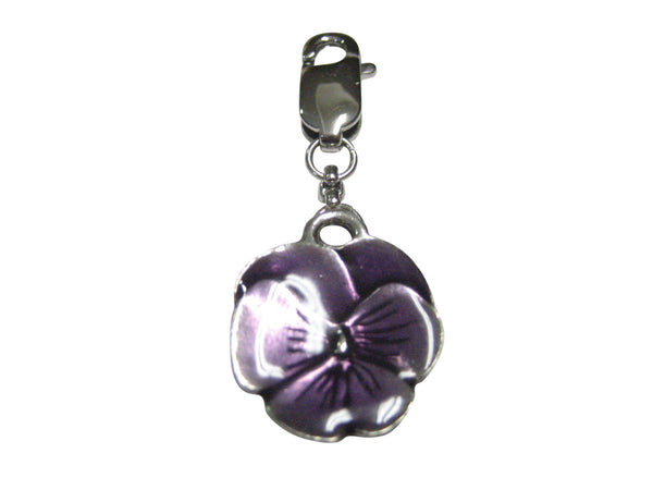 Purple Pansy Flower Pendant Zipper Pull Charm