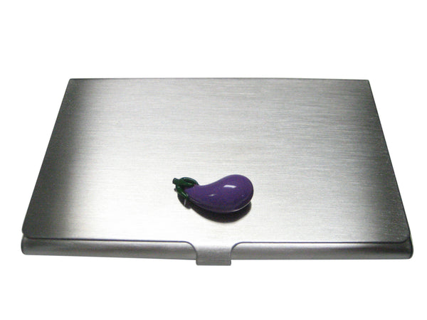 Purple Eggplant Aubergine Vegetable Emoji Business Card Holder