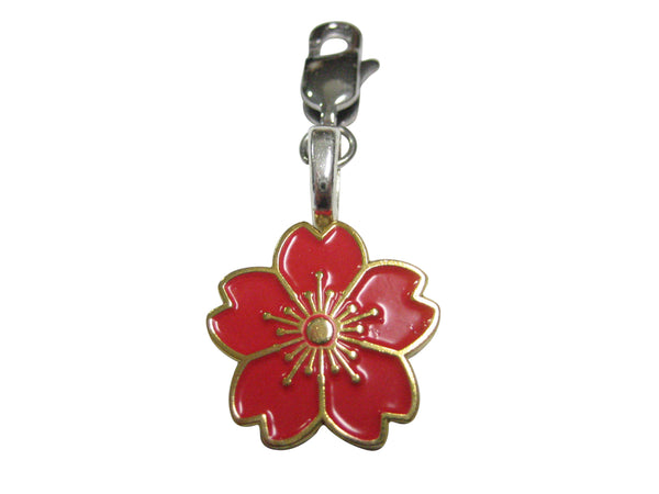 Red Cherry Blossom Flower Pendant Zipper Pull Charm