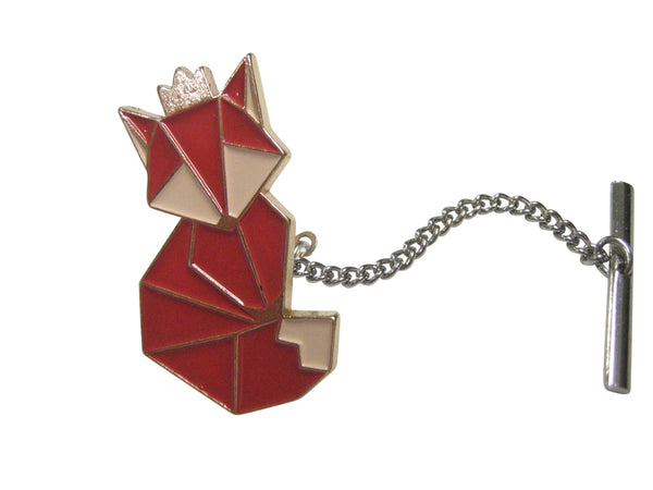 Red Toned Crowned Origami Fox Tie Tack