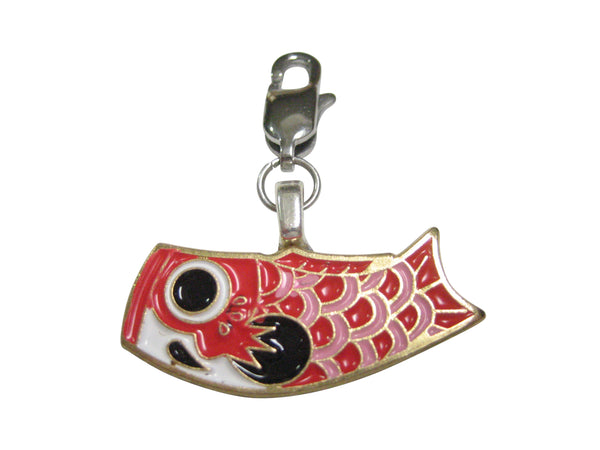 Red Toned Festival Koi Flag Koinobori Pendant Zipper Pull Charm