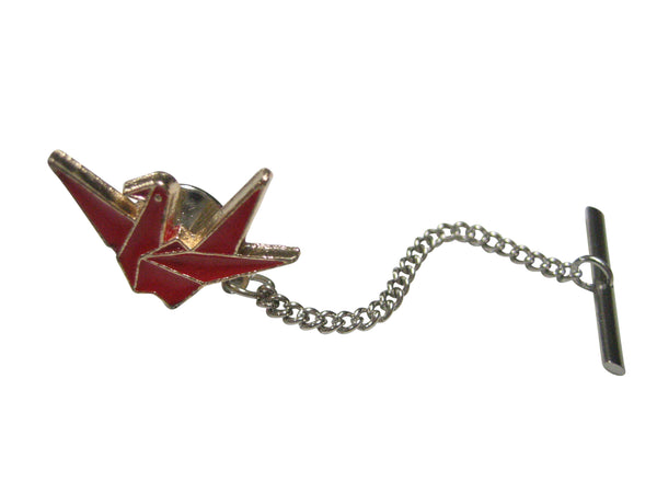 Red Toned Origami Crane Bird Tie Tack