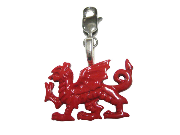 Red Toned Welsh Dragon Pendant Zipper Pull Charm