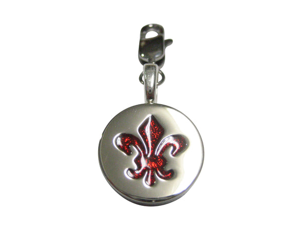 Red and Silver Fleur de Lys Pendant Zipper Pull Charm