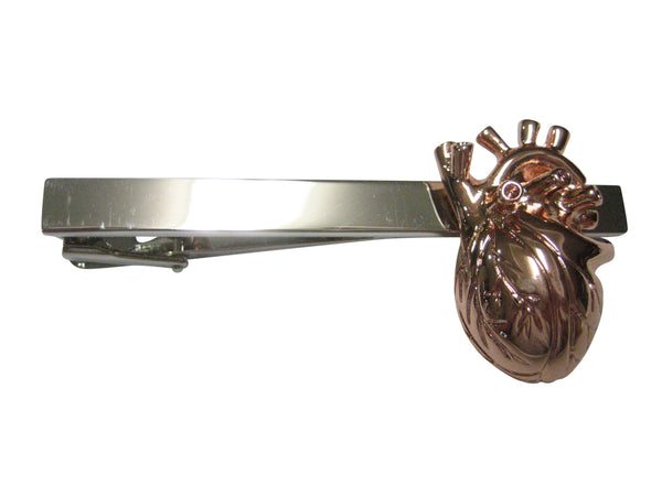 Rose Gold Toned Large Anatomical Heart Tie Clip
