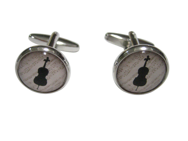 Round Cello Music Instrument Cufflinks