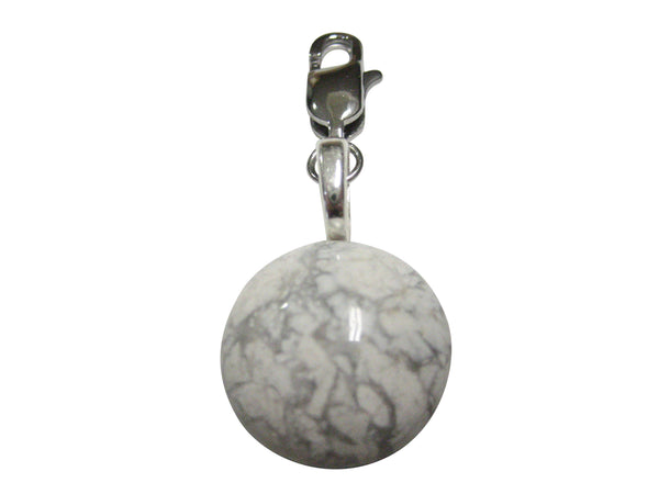 Round White Howlite Gemstone Pendant Zipper Pull Charm