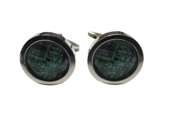 Round Computer Circuit Cufflinks