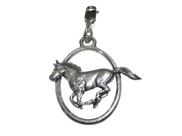 Running Horse Large Oval Pendant Zipper Pull Charm