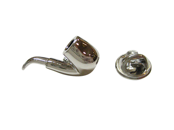 Shiny Curved Smoking Pipe Lapel Pin