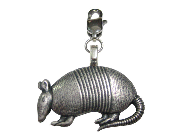 Silver Toned Armadillo Pendant Zipper Pull Charm