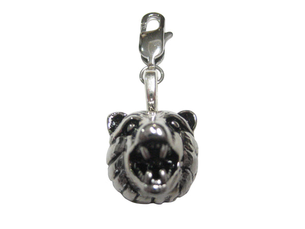 Silver Toned Bear Head Pendant Zipper Pull Charm