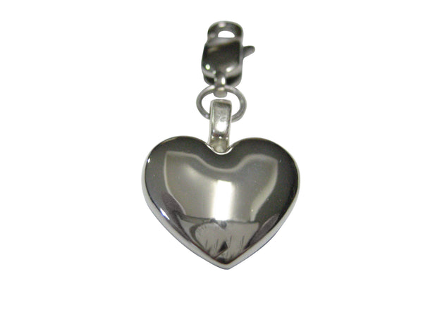 Silver Toned Curved Heart Pendant Zipper Pull Charm