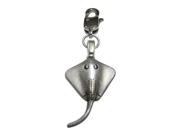 Silver Toned Cute Sting Ray Pendant Zipper Pull Charm