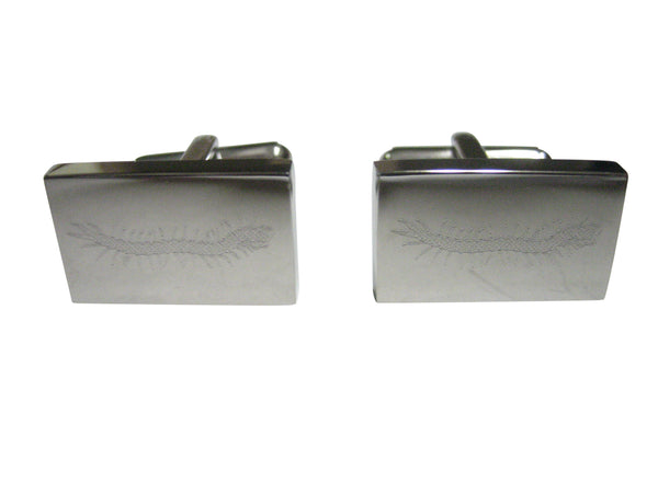 Silver Toned Etched Centipede Bug Insect Cufflinks