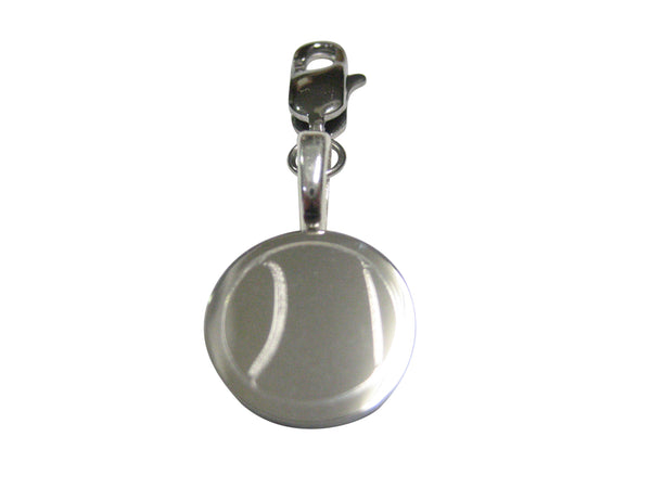 Silver Toned Etched Round Tennis Ball Pendant Zipper Pull Charm