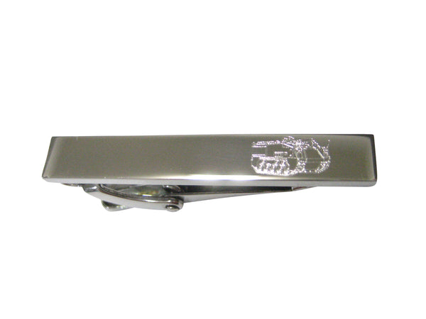 Silver Toned Etched Sleek Armored Vehicle Skinny Tie Clip