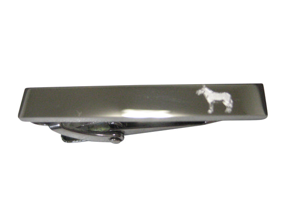 Silver Toned Etched Sleek Donkey Skinny Tie Clip