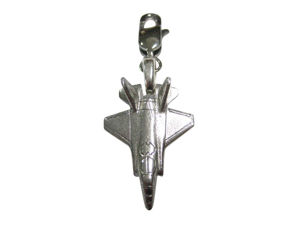 Silver Toned F35 Fighter Jet Plane Pendant Zipper Pull Charm