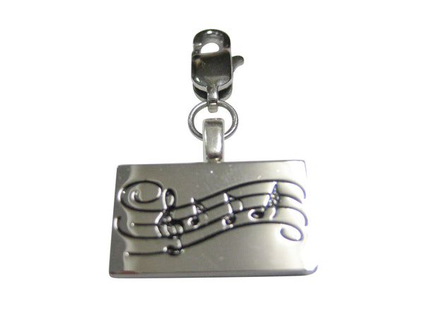 Silver Toned Musical Sheet Pendant Zipper Pull Charm