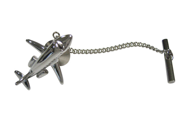 Silver Toned Private Jet Plane Tie Tack