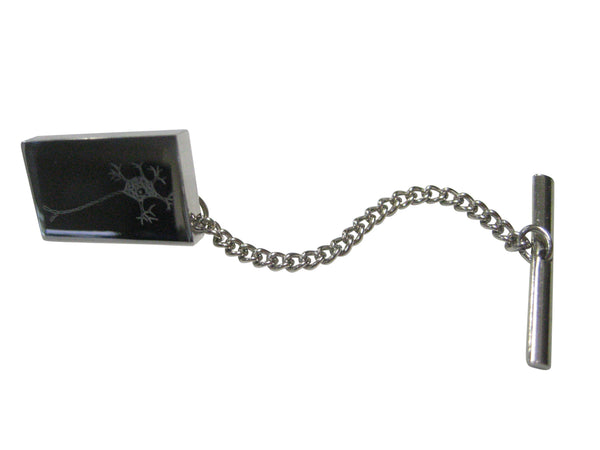 Silver Toned Rectangular Etched Anatomical Neuron Nerve Cell Tie Tack