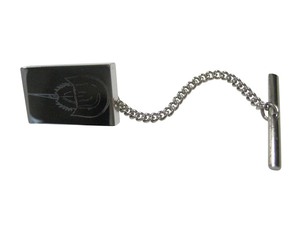 Silver Toned Rectangular Etched Horseshoe Crab Tie Tack