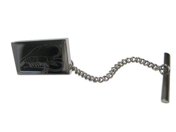 Silver Toned Rectangular Etched Shrimp Tie Tack