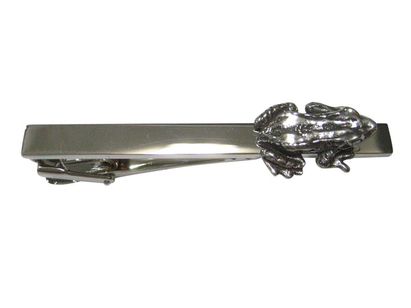 Silver Toned Small Detailed Frog Toad Tie Clip
