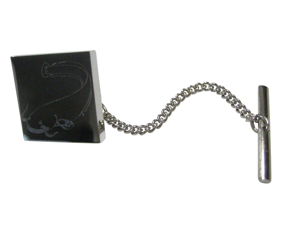 Silver Toned Square Etched Catfish Tie Tack